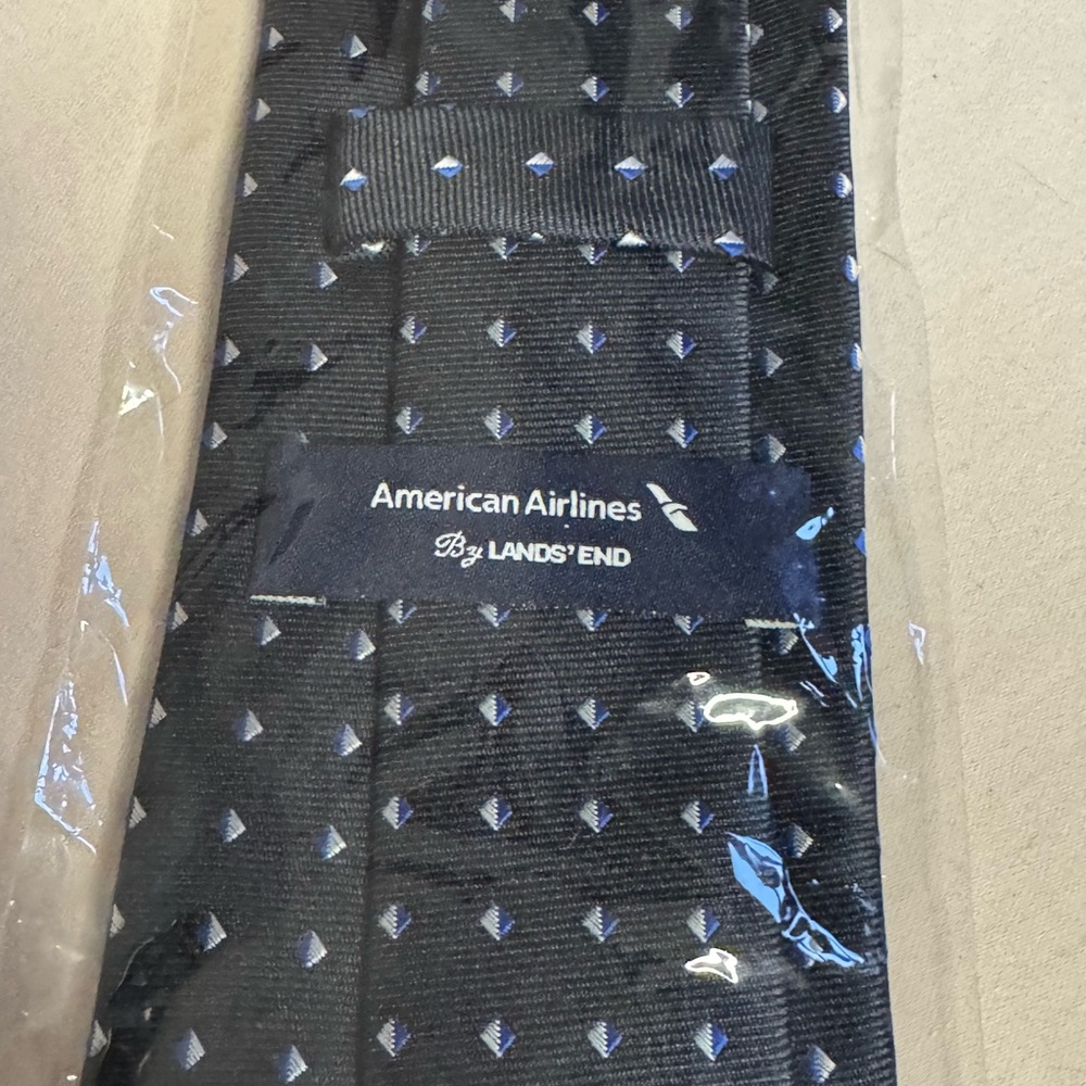 Lands' End Black Tie with Blue Accents